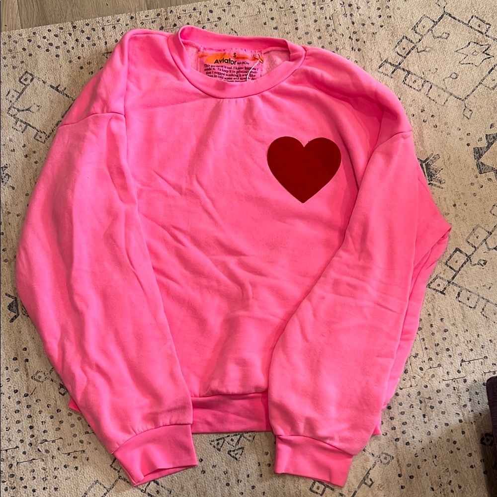 NWT Aviator Nation Heart Stitch Crewneck Sweatshirt
